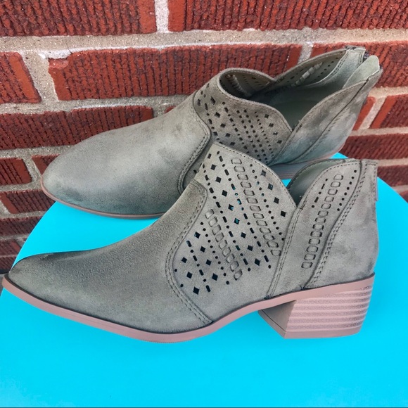 Shoes - NEW Olive Cut Out Ankle Booties with Back Zipper